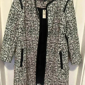 NWT Talbots jacquard open coat structured classic mid-length  Size 12P
